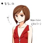 brown_eyes brown_hair flat_chest lowres meiko satou_m short_hair translated translation_request vocaloid 