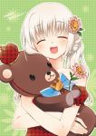  casual closed_eyes crown eyes_closed flower little_busters!! long_hair noumi_kudryavka side_ponytail stuffed_animal stuffed_toy teddy_bear touon 