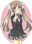  :o artist_request ateru bad_id character_request copyright_request glasses long_hair open_mouth ribbon school_uniform skirt solo source_request twintails 