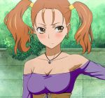  anjou_naruko ano_hi_mita_hana_no_namae_wo_bokutachi_wa_mada_shiranai bare_shoulders blush breasts cleavage corset dragon_quest dragon_quest_viii dress earrings jessica_albert jewelry necklace orange_eyes orange_hair parody photoshop short_twintails twintails 