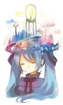  abstract aqua_hair bad_id bust closed_eyes earrings eyes_closed hariko hatsune_miku jewelry long_hair solo stairs surreal twintails vocaloid 