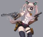  belt buckle character_request copyright_request dual_wielding eyepatch gun headphones panzer revolver shorts solo tail thigh-highs thighhighs twintails weapon 