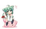  animal_ears catgirl chibi green_eyes green_hair kuroneko_liger original tail 