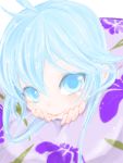  antenna_hair blue_eyes blue_hair blush denpa_onna_to_seishun_otoko futon looking_at_viewer naginata_yukishige peek peeking sparkle touwa_erio 