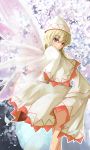  bad_id blonde_hair capelet dress hat lily_white long_hair looking_back purple_eyes sleeves_past_wrists smile solo touhou tsuizi violet_eyes wide_sleeves wings 