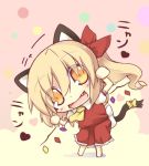  animal_ears ascot barefoot benauxi blonde_hair blush_stickers bow cat_ears cat_tail chibi fang flandre_scarlet gem hair_bow hazuki_ruu heart kemonomimi_mode long_hair lowres no_hat no_headwear open_mouth ponytail shadow solo tail the_embodiment_of_scarlet_devil touhou translated translation_request wings yellow_eyes 