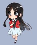  bad_id black_hair breast_suppress chibi hand_on_chest hand_on_own_chest highres k-on! long_hair simple_background skirt sunameri_oishii 