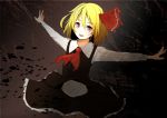  akasaka_shop bad_id blonde_hair dark dress hair_ribbon open_mouth outstretched_arms red_eyes ribbon rumia short_hair solo spread_arms the_embodiment_of_scarlet_devil touhou youkai 