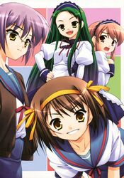  asahina_mikuru detexted hoshizaki_hikaru glasses nagato_yuki seifuku suzumiya_haruhi suzumiya_haruhi_no_yuuutsu tsuruya waitress 