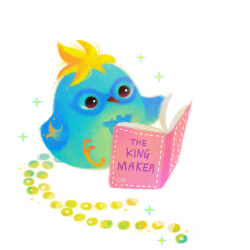  bird blonde_hair blue_bird book commentary holding holding_book marco_(one_piece) one_piece pikaole simple_background sitting sparkle tail white_background 