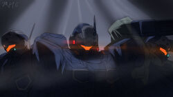  absurdres army commentary_request earth_federation glowing gundam gundam_unicorn highres huancheng_h.c jesta lens_flare mecha mecha_focus mobile_suit no_humans orange_assault_visor radio_antenna robot science_fiction upper_body 