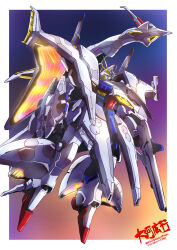  beam_cannon beam_rifle commentary_request earth_federation energy_gun gundam gundam:_hathaway's_flash highres mecha mecha_focus mobile_armor mobile_suit no_humans odysseus_gundam original penelope_(hathaway's_flash) redesign robot science_fiction shield signature taiga_hiroyuki thrusters v-fin weapon 
