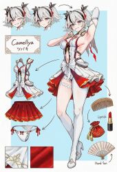 1girl camellya_(wuthering_waves) character_sheet medium_hair two-tone_hair underwear wuthering_waves