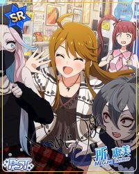 brown_hair character_name dress idolmaster_million_live!_theater_days long_hair smile tokoro_megumi violet_eyes