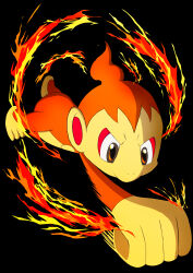 black_background brown_eyes chimchar clenched_hand fire full_body highres monkey no_humans pokemon pokemon_(creature) pokemon_focus potukonboroto punching simple_background 
