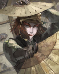  1girl absurdres avatar:_the_last_airbender avatar_legends brown_hair facepaint highres lipstick makeup red_lips short_hair sleemonkv smeared_lipstick solo suki_(avatar) white_facepaint 
