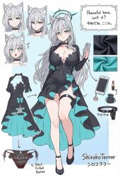  1girl animal_ears blue_archive character_sheet halo long_hair shiroko_(blue_archive) shiroko_terror_(blue_archive) underwear 
