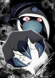  absol commentary_request glowing glowing_eyes mitsukuma448 pokemon pokemon_(creature) red_eyes solo 