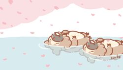  artist_name asakoline bidoof buck_teeth clouds falling_petals lying no_humans on_back petals pokemon pokemon_(creature) pokemon_focus swimming teeth 