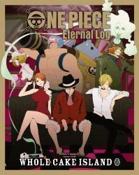  2girls 6+boys afro alternate_form animal_ears artist_request ascot bare_legs bare_shoulders black_hat black_pants blonde_hair blue_hat blue_skin border bow bowtie breasts brook_(one_piece) brown_fur carrot_(one_piece) cigarette colored_skin copyright_name couch crossed_legs dress fish_boy full_body fur-trimmed_shorts fur_trim furry furry_male green_hat green_jacket gun hair_up handgun hat holding holding_gun holding_weapon jacket jinbe_(one_piece) jolly_roger large_breasts legs looking_at_viewer lying mirror monkey_d._luffy multiple_boys multiple_girls nami_(one_piece) official_alternate_costume official_alternate_hairstyle official_art on_couch on_side one_piece orange_hair outside_border pants pedro_(one_piece) pink_ascot rabbit_ears rabbit_girl rabbit_tail red_bow red_bowtie red_dress red_jacket red_shorts reindeer_boy sanji_(one_piece) scar scar_on_cheek scar_on_face shirt short_dress short_hair shorts shoulder_tattoo sitting skeleton skull sleeveless sleeveless_dress standing straw_hats_jolly_roger tail tattoo thighs tony_tony_chopper weapon white_hat white_shirt 