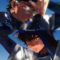  ace_of_diamond baseball baseball_helmet baseball_jersey baseball_mitt baseball_uniform catcher's_mask chest_protector compression_shirt helmet jersey miyuki_kazuya nian_rt sawamura_eijun sportswear 