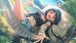 blue_hair character_name dress idolmaster_million_live!_theater_days kitakami_reika long_hair red_eyes smile