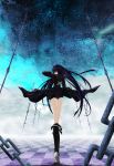  black_hair black_rock_shooter_(character) blue_eyes boots highres solo 