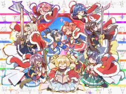  >:) 6+girls aiguillette aijo_karen arm_rest ascot axe badge bell belt belt_buckle black_boots black_hair black_jacket black_skirt blonde_hair blossom_bright_(dagger) blue_eyes blue_hair blue_jacket blue_outline blue_skirt blunt_bangs blush book boots bow_(weapon) brown_boots brown_eyes brown_hair buckle closed_eyes commentary_request cross crossed_arms crown curtained_hair curtains dagger daiba_nana epaulettes eye_contact face-to-face facing_viewer flipped_bangs floating_hair fur-trimmed_jacket fur_trim green_eyes green_outline green_ribbon green_skirt grey_eyes grey_jacket grey_outline grey_skirt hair_bell hair_between_eyes hair_ornament hair_ribbon half-closed_eyes half_updo hanayagi_kaoruko hand_on_own_hip head_rest highres holding holding_axe holding_book holding_bow_(weapon) holding_dagger holding_knife holding_mace holding_polearm holding_sword holding_weapon hoshimi_junna in-universe_location isurugi_futaba jacket jacket_on_shoulders kagura_hikari katana knife lapels leaning_forward leaning_on_object leg_up long_hair long_sidelocks long_sleeves looking_at_another looking_back looking_to_the_side love_judgement_(mace) low_side_ponytail mace medium_hair medium_skirt mini_crown mr._white_(revue_starlight) multicolored_jacket multiple_girls nabezoko_no_okoge naginata orange_outline outline outstretched_arm parted_bangs pink_hair pink_outline planted planted_sword pleated_skirt polearm possibility_of_puberty_(sword) profile purple_hair purple_jacket purple_outline red_jacket red_sash red_skirt ribbon saijo_claudine sash script short_hair shoujo_kageki_revue_starlight shoulder_sash side_ponytail sidelocks sideways_glance single_horizontal_stripe sitting skirt smile smug sparkle sparkle_hair_ornament stage_curtains standing star_(sky) star_(symbol) string striped_background striped_clothes striped_skirt sword tassel tendo_maya tower tsuyuzaki_mahiru twitter_username two-tone_jacket two_side_up v-shaped_eyebrows violet_eyes waist_cape wariza wavy_hair wavy_sidelocks weapon white_ascot white_jacket white_sash yellow_belt yellow_outline yellow_trim 