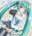  alternate_costume aqua_eyes aqua_hair bad_id blue_panties blush breasts cleavage dress enmaided garter_straps hand_on_hip hatsune_miku hips jewelry large_breasts long_hair maid maid_headdress makiri musical_note necklace open_mouth panties sample skindentation solo striped striped_panties twintails underwear very_long_hair vocaloid wrist_cuffs 