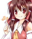  bow brown_hair detached_sleeves hair_bow hair_tubes hakurei_reimu kue miko red_eyes smile solo touhou 