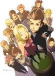  baccano! blonde_hair brown_eyes brown_hair chane_laforet claire_stanfield closed_eyes czeslaw_meyer dress enami_katsumi ennis everyone eyepatch eyes_closed firo_prochainezo flower glasses happy highres isaac_dian jacuzzi_splot long_hair maiza_avaro maria_barcelito miria_harvent nice_holystone official_art scan short_hair smile tattoo tick_jefferson 