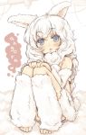  angora animal_ears barefoot blue_eyes blush bunny_ears female fur original sheep sheep_girl solo white_hair 