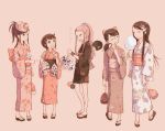  black_hair closed_eyes cotton_candy eyes_closed fan flower glasses hair_flower hair_ornament japanese_clothes kimono kokudou_juunigou mask multiple_girls tokurei_sochi_dantai_stella_jogakuin_c3_bu yukata 