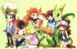  2girls 3boys adeku_(pokemon) bad_id bel_(pokemon) bell_(pokemon) black_hair blonde_hair blue_eyes brown_hair cheren_(pokemon) glasses hat larvesta lilligant multiple_boys multiple_girls munna orange_legwear pantyhose pokemon pokemon_(creature) pokemon_(game) pokemon_black_and_white pokemon_bw red_hair redhead serperior shooting-star touko_(pokemon) touya_(pokemon) volcarona whimsicott 