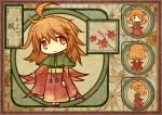  akihiyo asa_no_ha_(pattern) blush_stickers branch character_sheet chibi fairy from_behind japanese_clothes kimono leaf orange_hair original personification red_eyes solo translated translation_request 