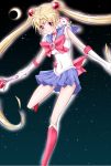  bishoujo_senshi_sailor_moon blonde_hair blue_eyes choker crescent crescent_moon crossover double_bun elbow_gloves gloves highres hummy_(suite_precure) kojikoji long_hair magical_girl mitsuishi_kotono moon precure sailor_moon sailor_senshi seiyuu_connection suite_precure tiara tsukino_usagi twintails wand 