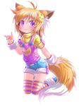  :3 animal_ears animal_tail blonde_hair blush brown_hair child fox_ears fox_tail original overalls purple_eyes renaoka short_hair shorts smile solo star stars striped striped_legwear striped_thighhighs tail thigh-highs thighhighs violet_eyes zettai_ryouiki 