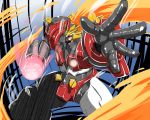  burning_hand burning_hands clenched_hand fighting_stance fist godannar godannar_(mecha) mecha no_humans outstretched_arm reaching shinkon_gattai_godannar!! solo suetsuki_nagomu 