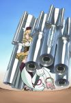  drill_hair gun hat huge_weapon kyubey long_hair mahou_shoujo_madoka_magica sweat thigh-highs thighhighs tomoe_mami twin_drills wata_do_chinkuru wata_domingez weapon 