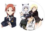  animal_ears blush cat_ears dog_ears doll eila_ilmatar_juutilainen erica_hartmann lufthansa minna-dietlinde_wilcke open_mouth pantyhose sakamoto_mio sanya_v_litvyak smile stewardess strike_witches tail uniform 