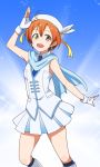  1girl fingerless_gloves gloves hoshizora_rin kidachi looking_at_viewer love_live!_school_idol_project open_mouth orange_hair short_hair small_breasts smile solo 