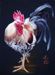  absurdres acrylic_paint_(medium) bird chicken highres no_humans original realistic rooster signature solo tatsumasa traditional_media 