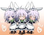  ahoge animal_ears apron blue_eyes bunny_ears chibi heart izayoi_sakuya kemonomimi_mode lowres maid maru-toku_series matsushita_yuu multiple_persona no_nose open_mouth purple_hair short_hair smile touhou waist_apron 