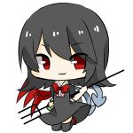  1girl asymmetrical_wings black_hair chibi houjuu_nue katorinuko lowres polearm red_eyes short_hair snake touhou trident weapon wings 