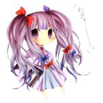  alternate_hairstyle book bow chibi hair_bow mukyuu pasutel patchouli_knowledge purple_eyes purple_hair solo touhou twintails violet_eyes 