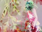  abstract artist_request back bare_shoulders dress flower green_hair gumi rose solo source_request vocaloid 
