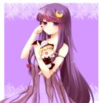  adapted_costume bangs bare_shoulders blunt_bangs character_doll crescent doll kirisame_marisa long_hair nightgown no_hat no_headwear patchouli_knowledge purple_eyes purple_hair sleepy solo strap_slip touhou violet_eyes yutazou 