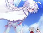  blazblue braid chibi eyepatch female heart long_hair male nu-13 ragna_the_bloodedge red_eyes silver_hair smile spina spinalien_(madaha) 