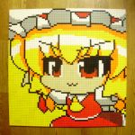  &gt;:3 1girl :3 blonde_hair derivative_work flandre_scarlet hat highres lego outstretched_arms photo red_eyes short_hair solo spread_arms touhou wings you_rei_(blowback) 