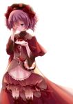  blush bow cake capelet charlotte_(madoka_magica) food hat hat_bow highres mahou_shoujo_madoka_magica personification pink_hair sad short_hair simple_background tears thighhighs twintails xinya 